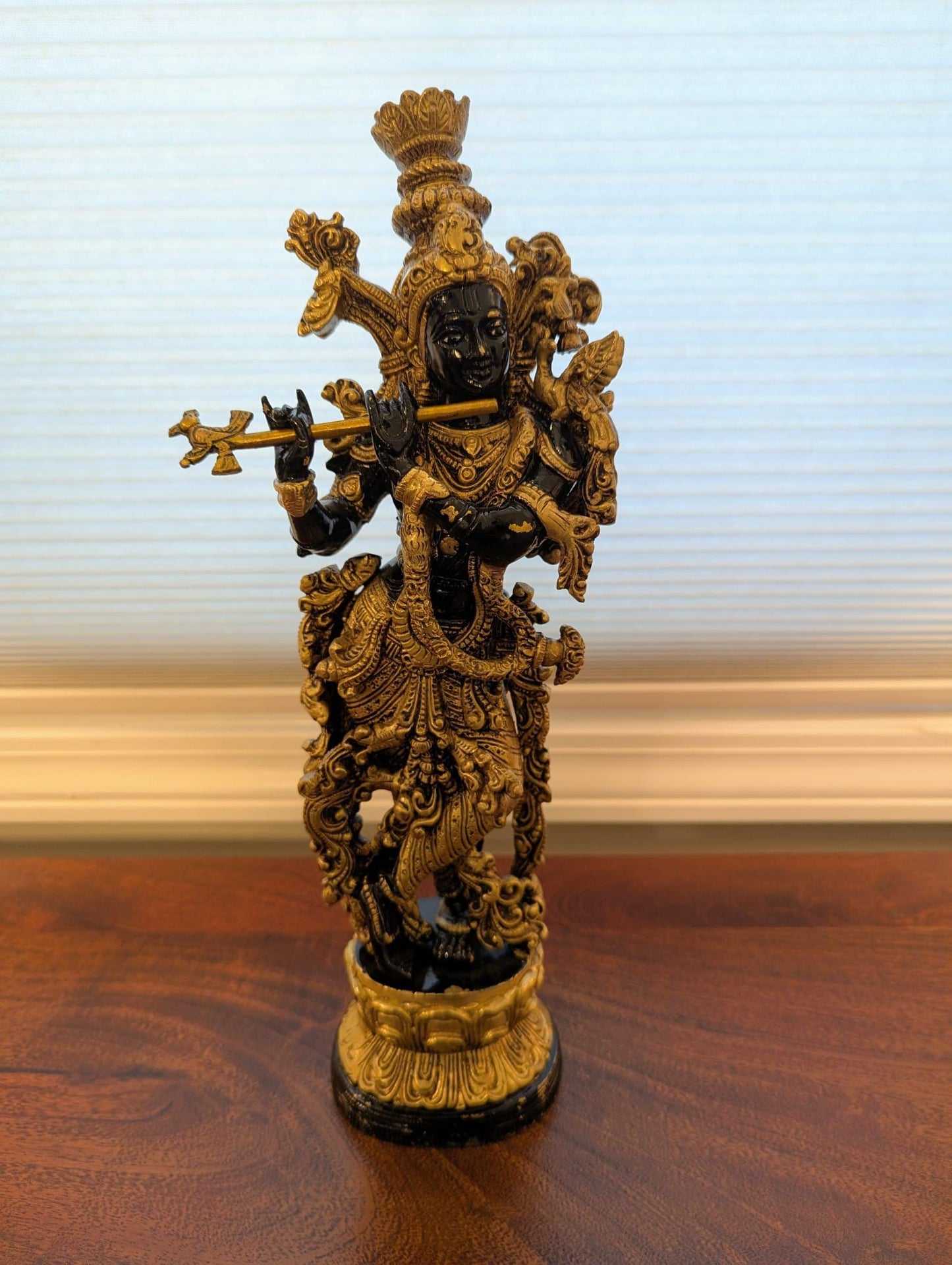 15" Handcrafted Krishna Idol – Intricately Designed Brass Statue | Divine Home Décor