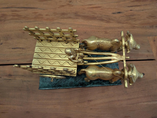 5" Handcrafted Brass Bullock Cart – Indian Traditional Miniature Décor