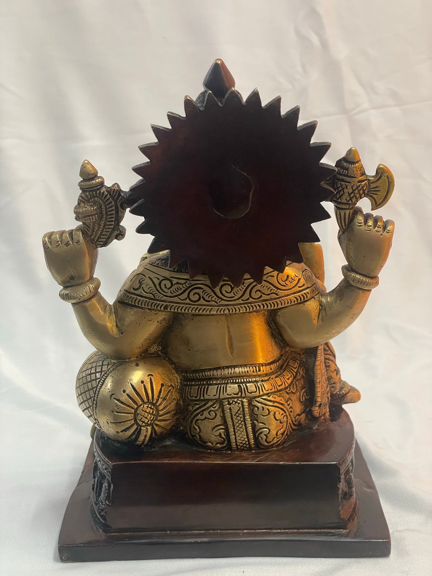 9.5" Elegant Brass Lord Ganesha Statue with Antique Finish - Traditional Hindu God Sculpture