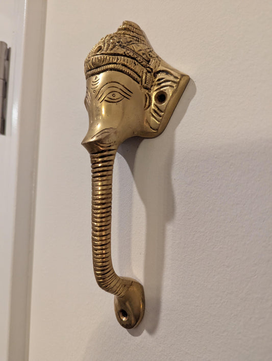 Handcrafted Brass Ganesha Door Handle – Traditional Indian Home Décor