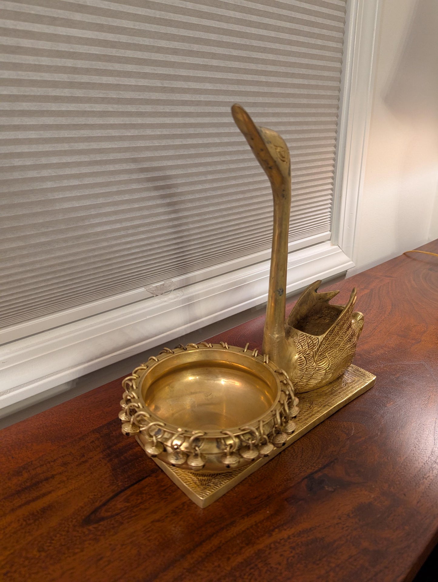 Brass Swan Urli Bowl – Handcrafted Indian Home Décor | Floating Flowers & Candles | Traditional Pooja Vessel - No flowers Included