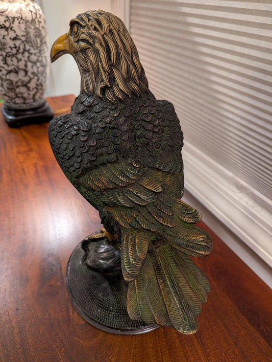 Handcrafted Colored Brass Eagle Statue – Symbol of Strength & Vision | Indian Vaastu Decor | Spiritual and Heritage Collectible