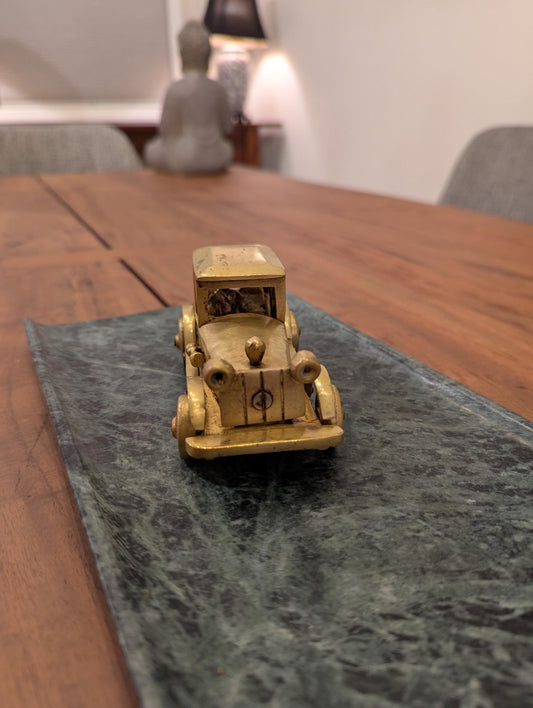 Handcrafted Brass Vintage Car – Antique Indian Miniature Collectible | Home & Office Décor | Unique Gift - No Base Included