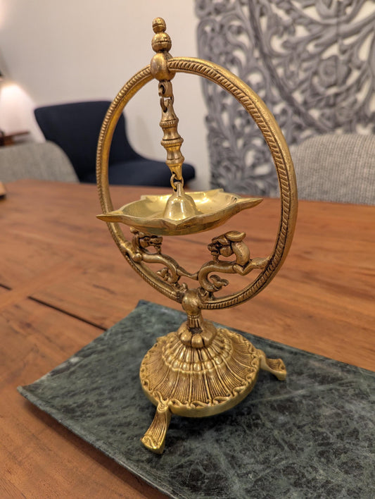 Handcrafted Brass Hanging Diya – Traditional Indian Puja Oil Lamp for Home & Temple Décor - No Base Included