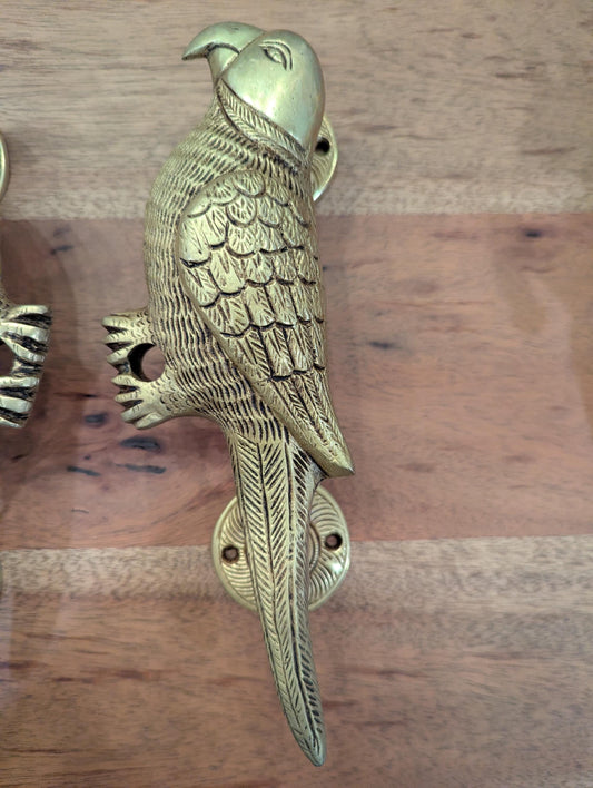 Handcrafted Brass Parrot Door Handles Set– Indian Traditional Home Décor