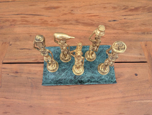 Handcrafted Brass Tribal Figurines – Traditional Dhokra Art | Indian Cultural Decor | Heritage Collectible - No Base Included