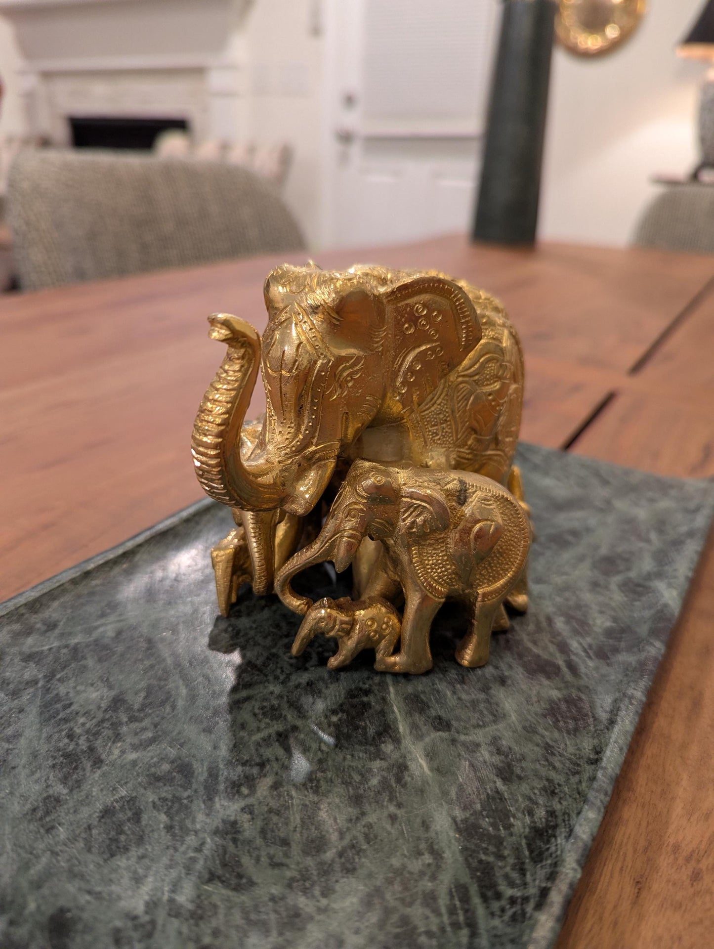 Handcrafted Brass Elephant Family β Symbol of Strength, Wisdom & Prosperity | Indian Vaastu Decor | Spiritual Gift - No Base Included