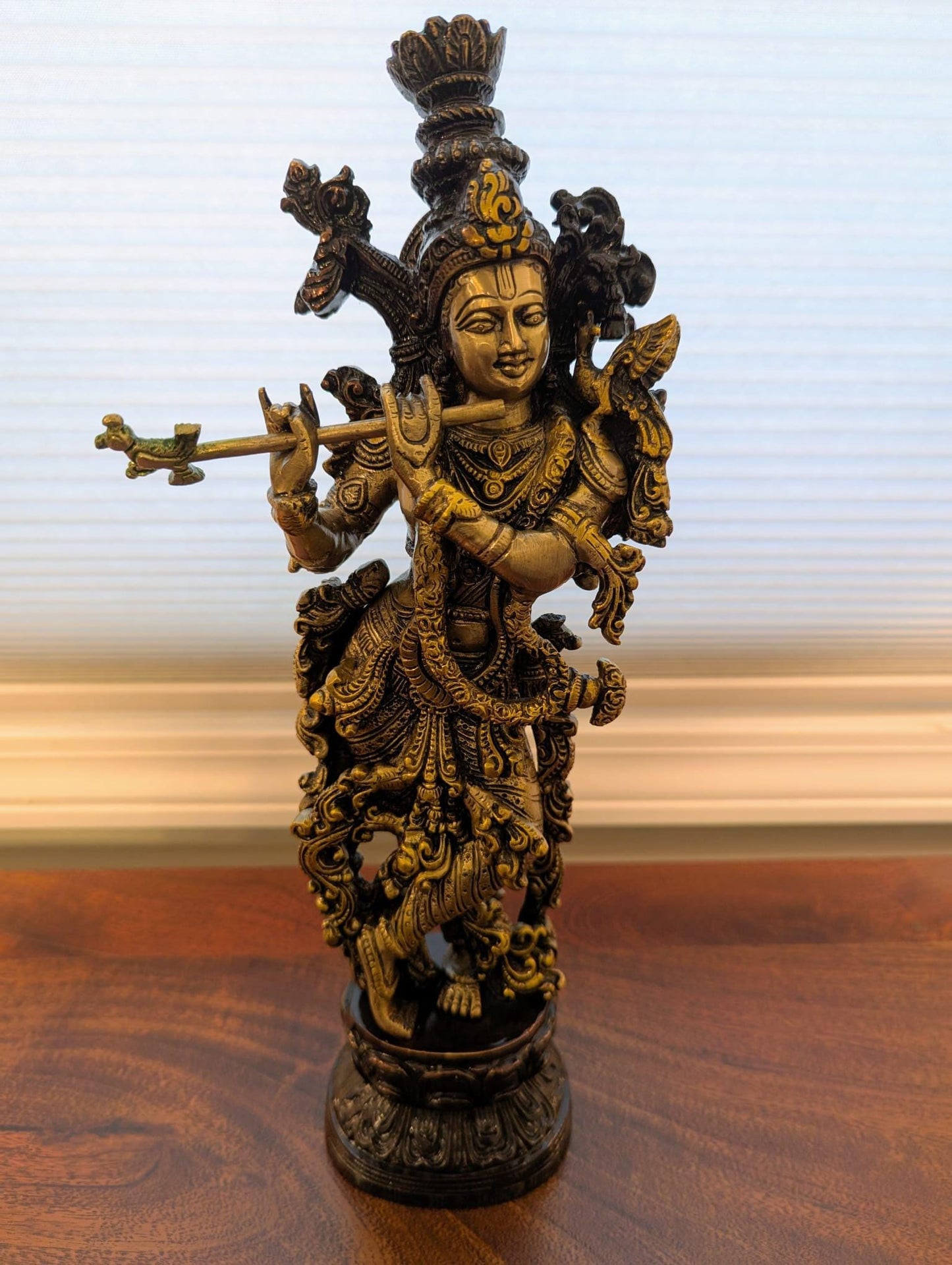 15" Handcrafted Krishna Idol – Intricately Designed Brass Statue | Divine Home Décor