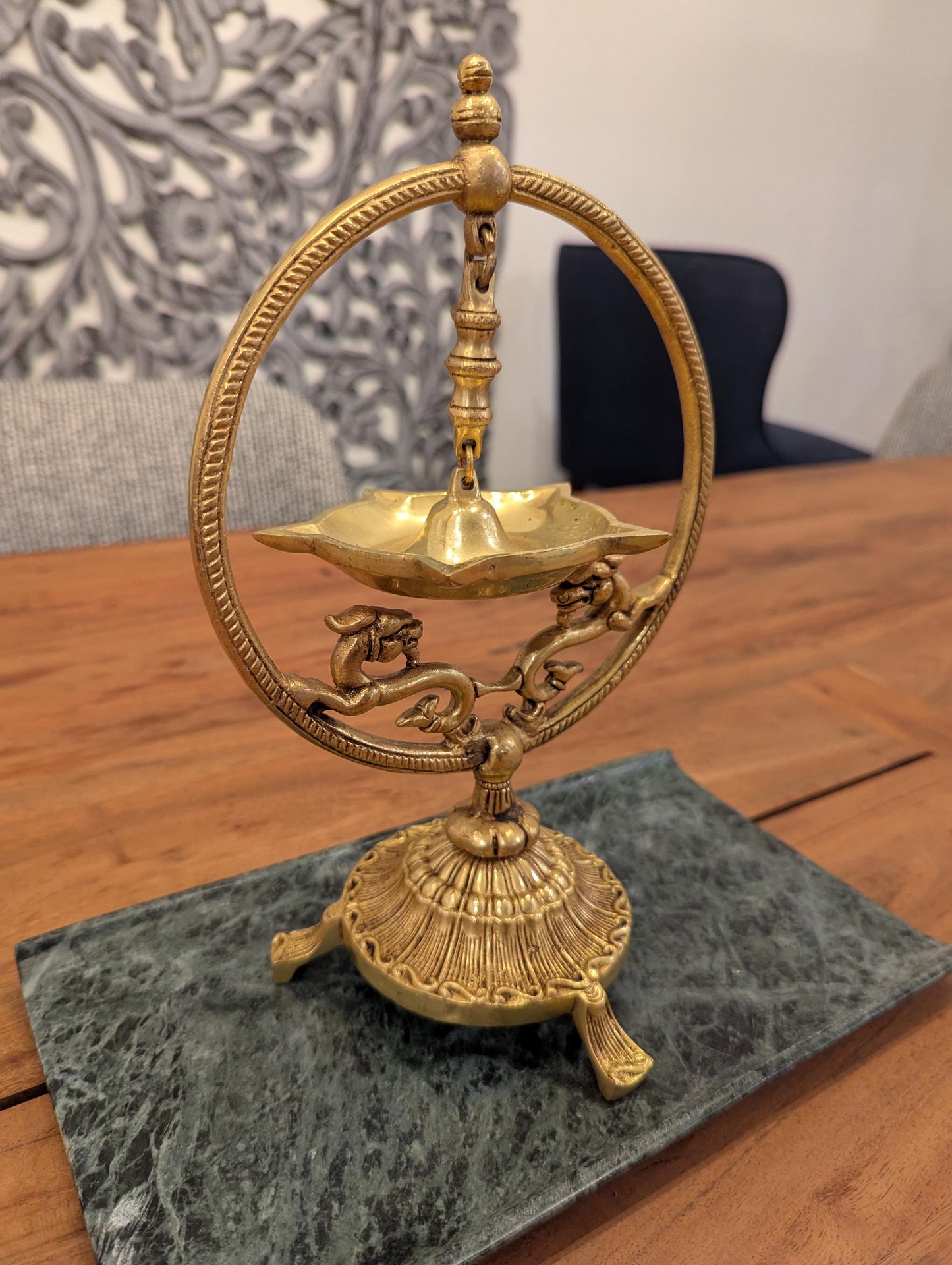 Handcrafted Brass Hanging Diya – Traditional Indian Puja Oil Lamp for Home & Temple Décor - No Base Included