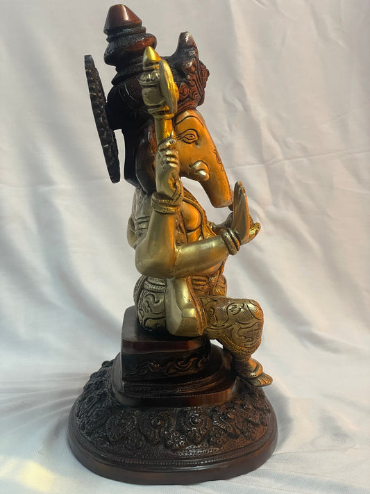 12" Auspicious Brass Ganesha Statue - Handcrafted in India