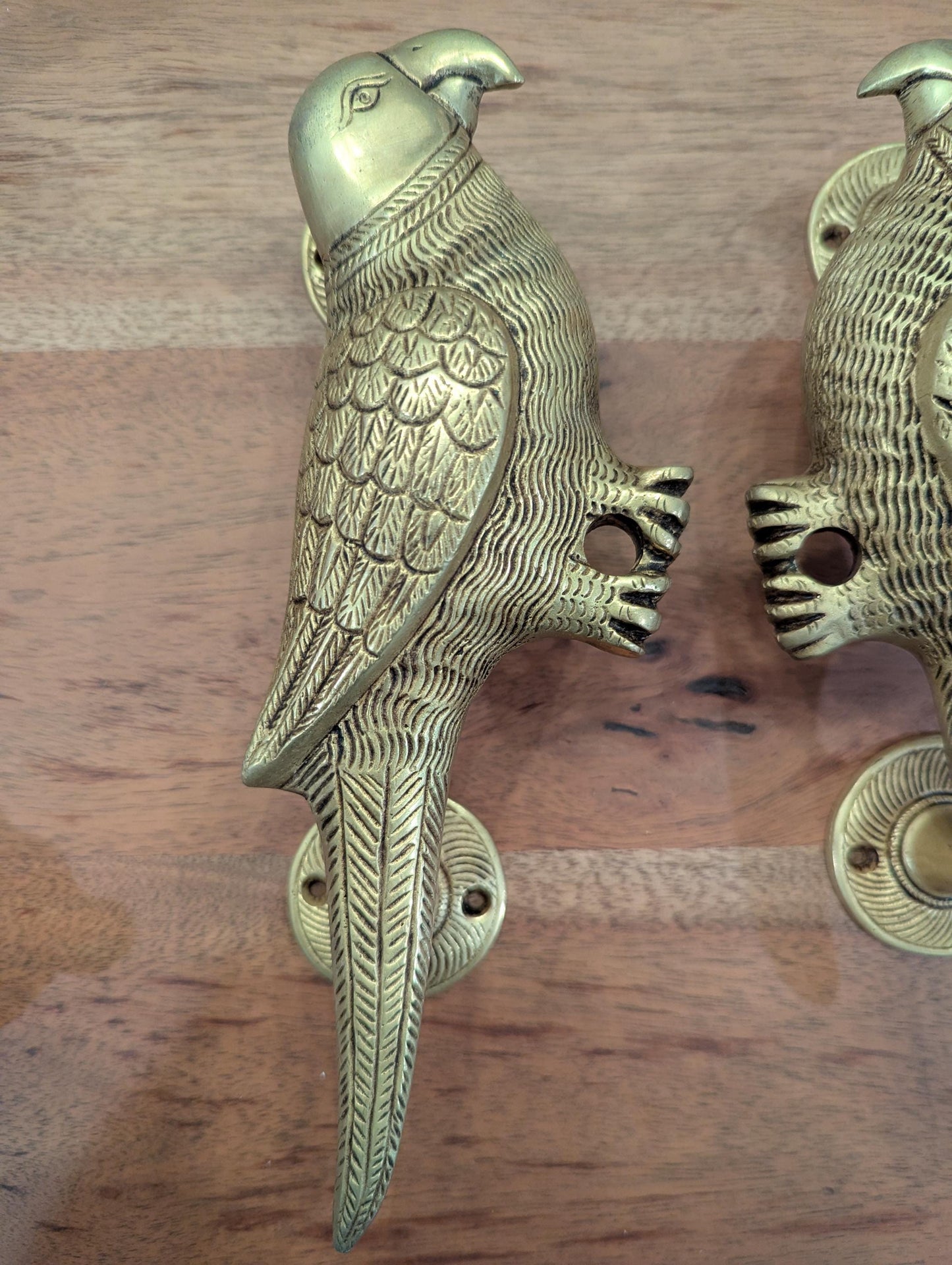 Handcrafted Brass Parrot Door Handles Set– Indian Traditional Home Décor