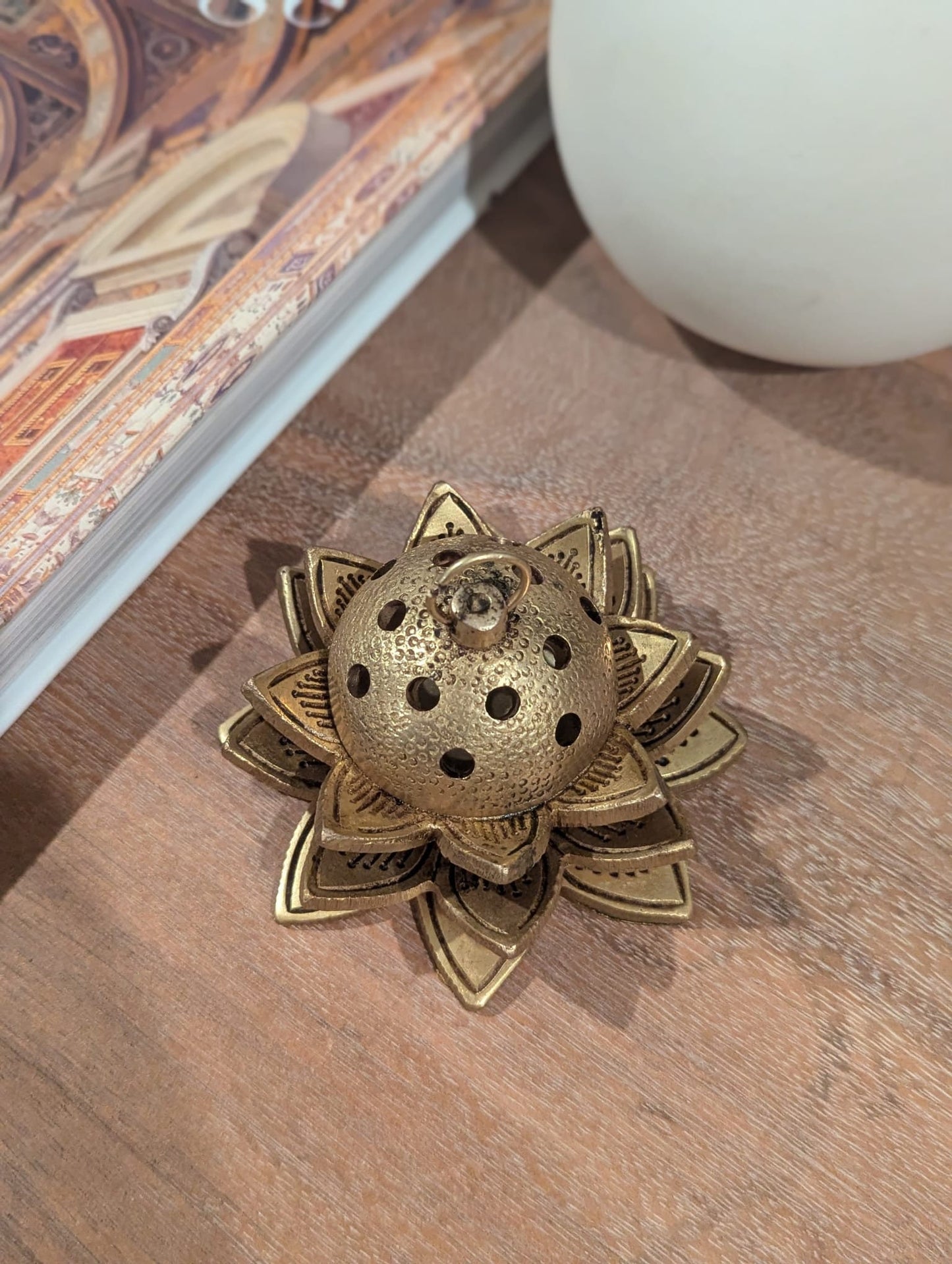 2.5" Serene Lotus Flower Incense Burner - Handcrafted Indian Brass
