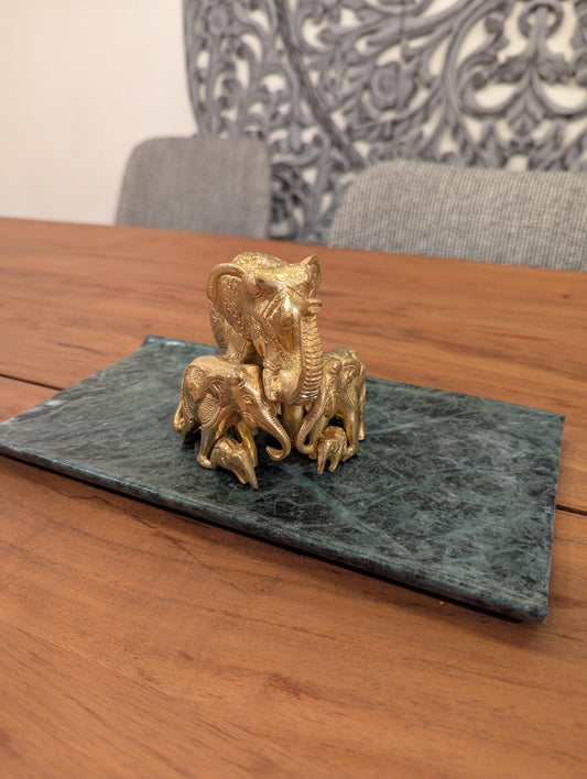Handcrafted Brass Elephant Family – Symbol of Strength, Wisdom & Prosperity | Indian Vaastu Decor | Spiritual Gift - No Base Included
