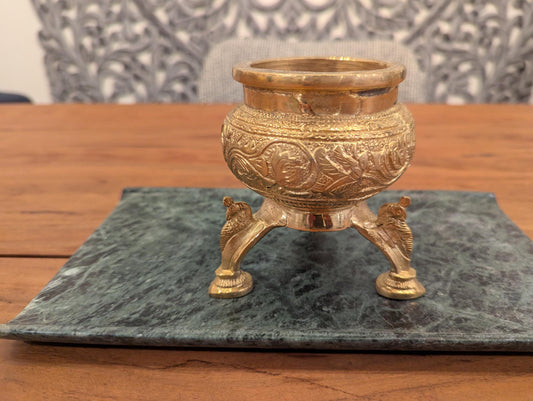 Handcrafted Brass Pooja Kalash – Traditional Indian Urn | Sacred Temple Bowl | Vaastu & Festive Decor - No Base and candle Included