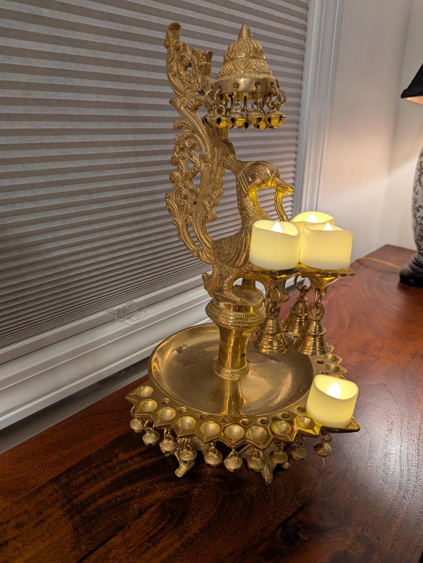 Handcrafted Brass Peacock Diya – Traditional Indian Oil Lamp | Pooja Room Decor | Auspicious Gift