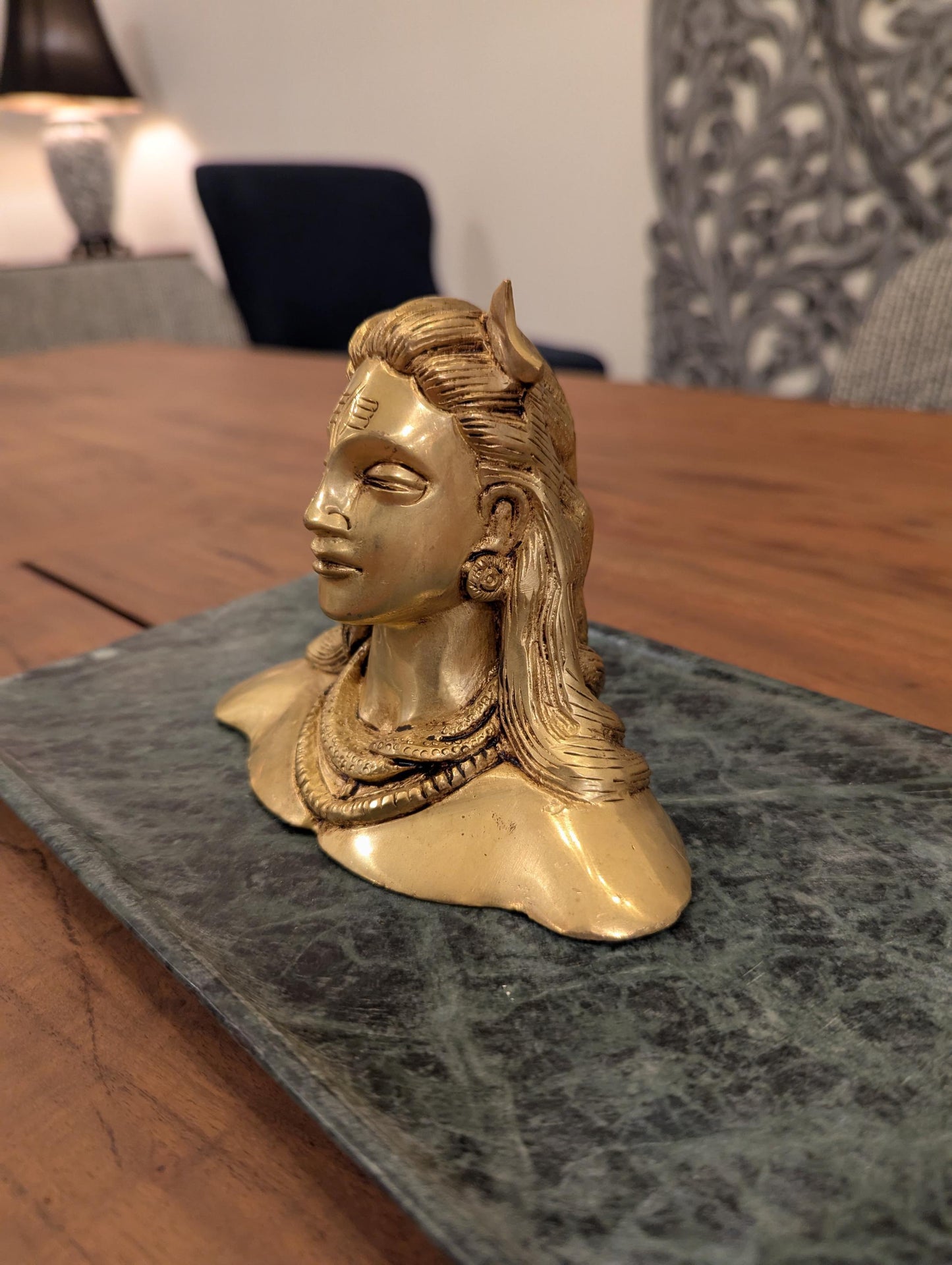 Handcrafted Brass Shiva Bust – Lord Mahadev Murti | Indian Spiritual Decor | Meditation & Pooja Idol - No Base Included