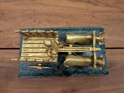 4" Handcrafted Brass Bullock Cart – Indian Traditional Miniature Décor