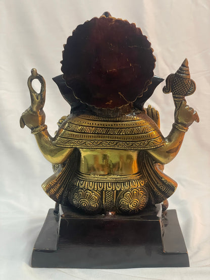 11" Auspicious Brass Ganesha Statue - Handcrafted in India