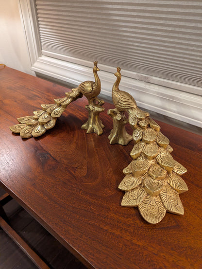 Handcrafted Brass Peacock Pair – Traditional Indian Home Decor | Symbol of Beauty & Prosperity