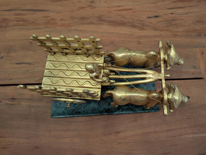 5" Handcrafted Brass Bullock Cart – Indian Traditional Miniature Décor