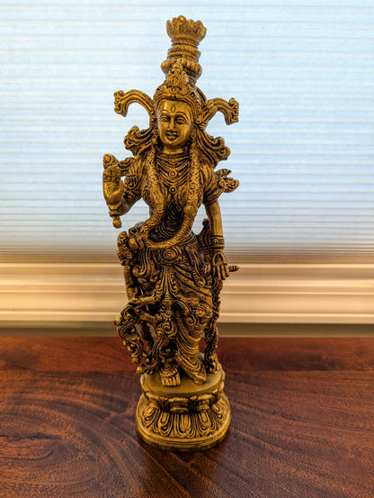 15" Handcrafted Radha Idol – Intricately Designed Brass Sculpture