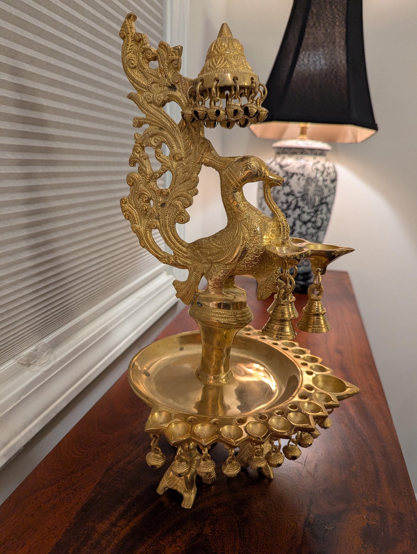 Handcrafted Brass Peacock Diya – Traditional Indian Oil Lamp | Pooja Room Decor | Auspicious Gift