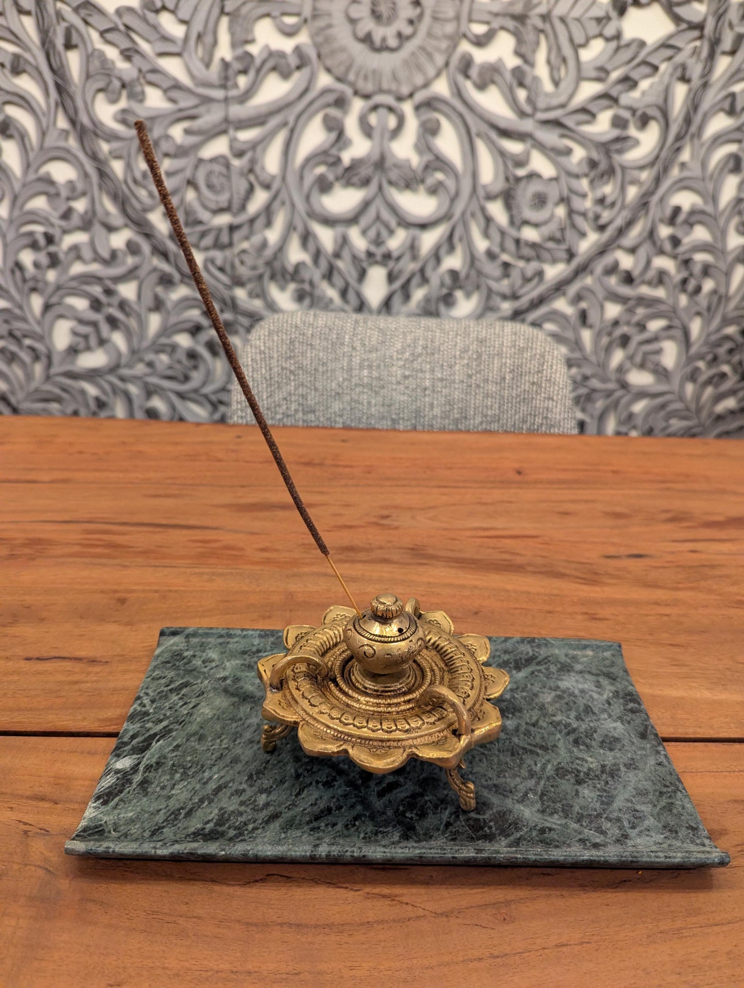 Handcrafted Brass Incense Holder – Indian Traditional Dhoop Stand for Pooja & Meditation