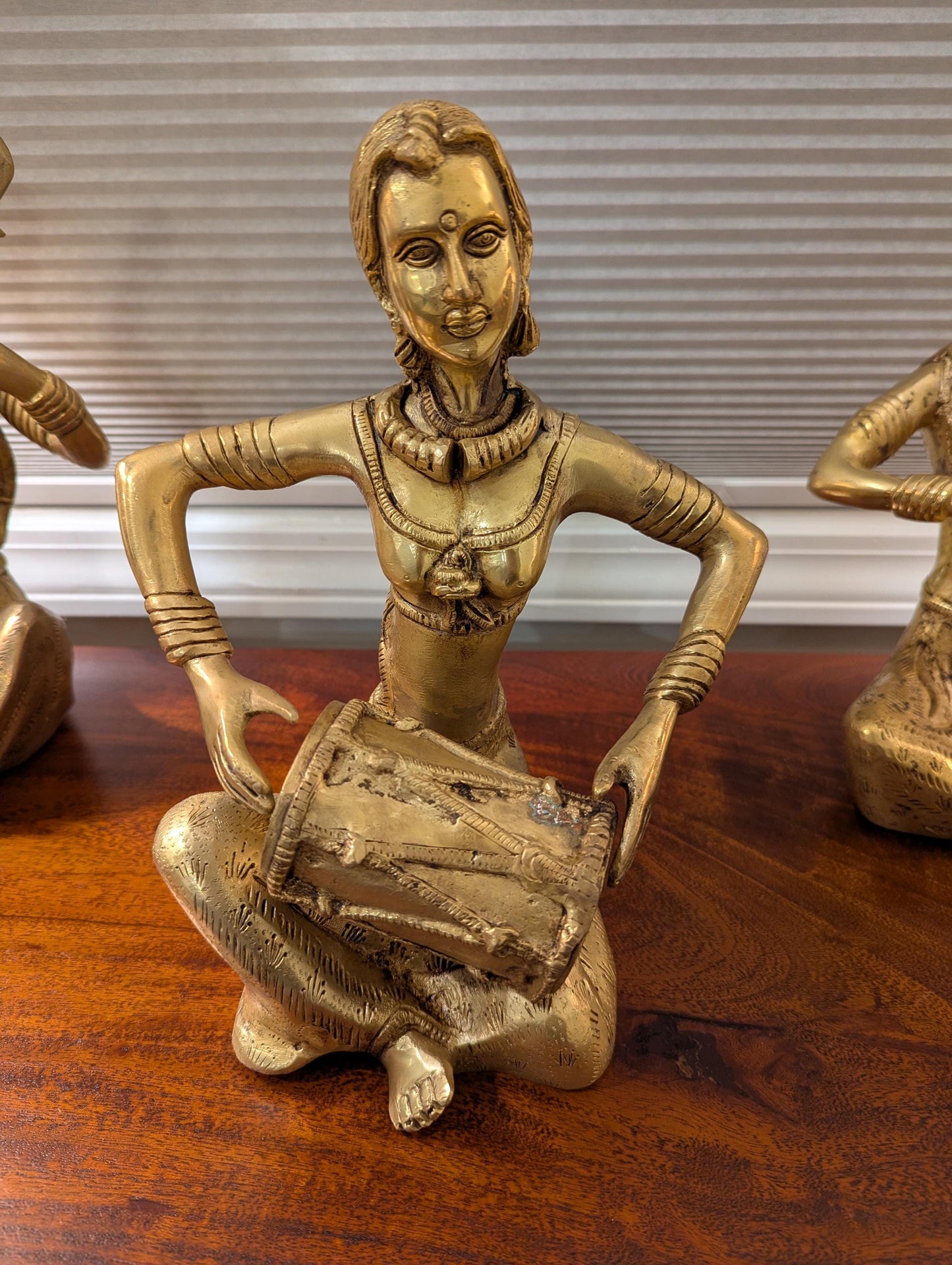 Handcrafted Brass Musician Figurines (Set of 4) – Traditional Indian Folk Art | Cultural Home Decor | Artistic Collectible