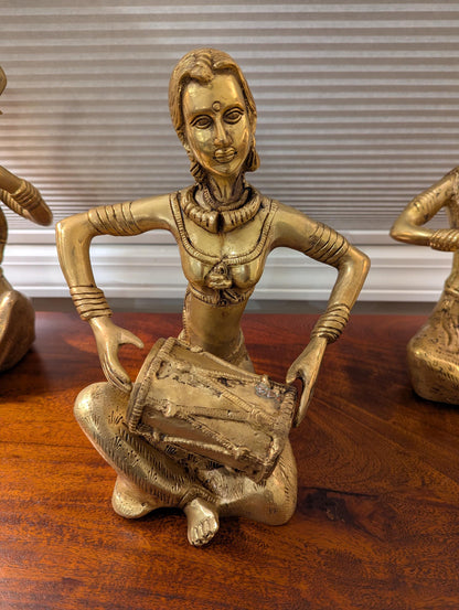 Handcrafted Brass Musician Figurines (Set of 4) – Traditional Indian Folk Art | Cultural Home Decor | Artistic Collectible