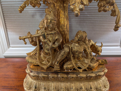 Handcrafted Brass Radha Krishna Statue – Symbol of Love & Devotion | Indian Vaastu Decor | Spiritual Collectible