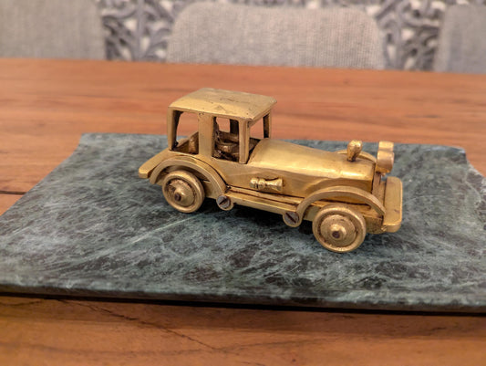 Handcrafted Brass Vintage Car – Antique Indian Miniature Collectible | Home & Office Décor | Unique Gift - No Base Included