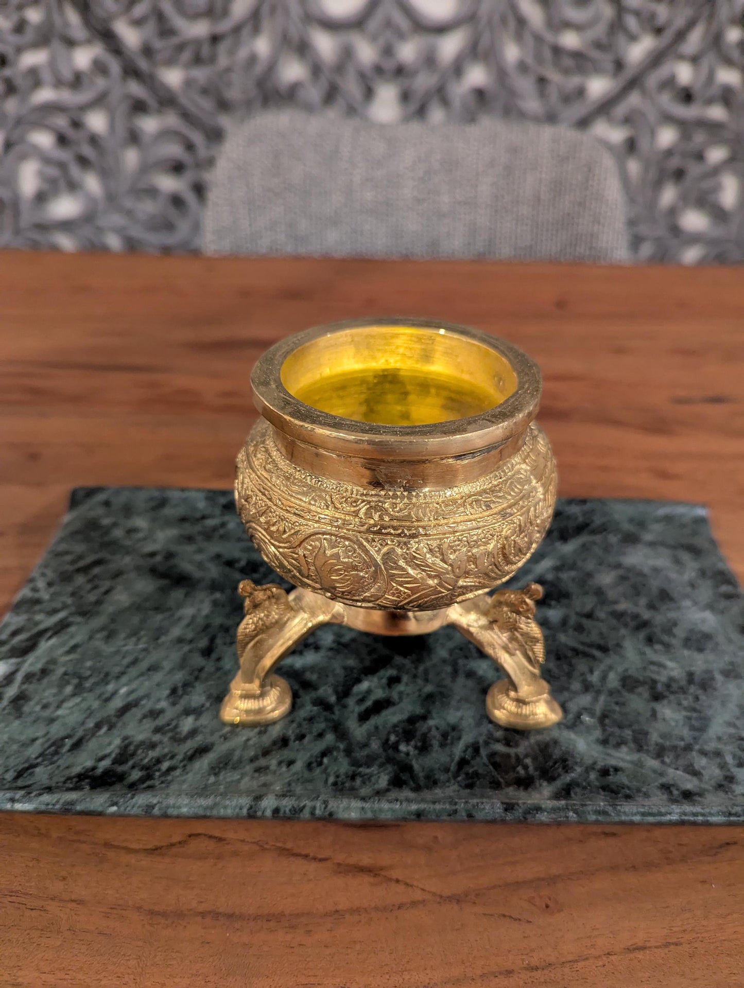 Handcrafted Brass Pooja Kalash – Traditional Indian Urn | Sacred Temple Bowl | Vaastu & Festive Decor - No Base and candle Included