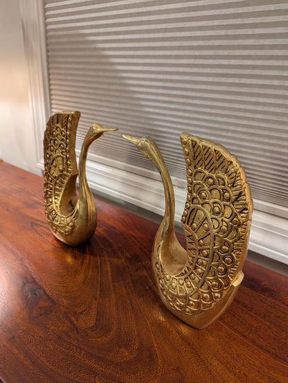 Handcrafted Brass Swan Pair – Symbol of Love & Prosperity | Indian Vaastu Decor | Elegant Home Accent