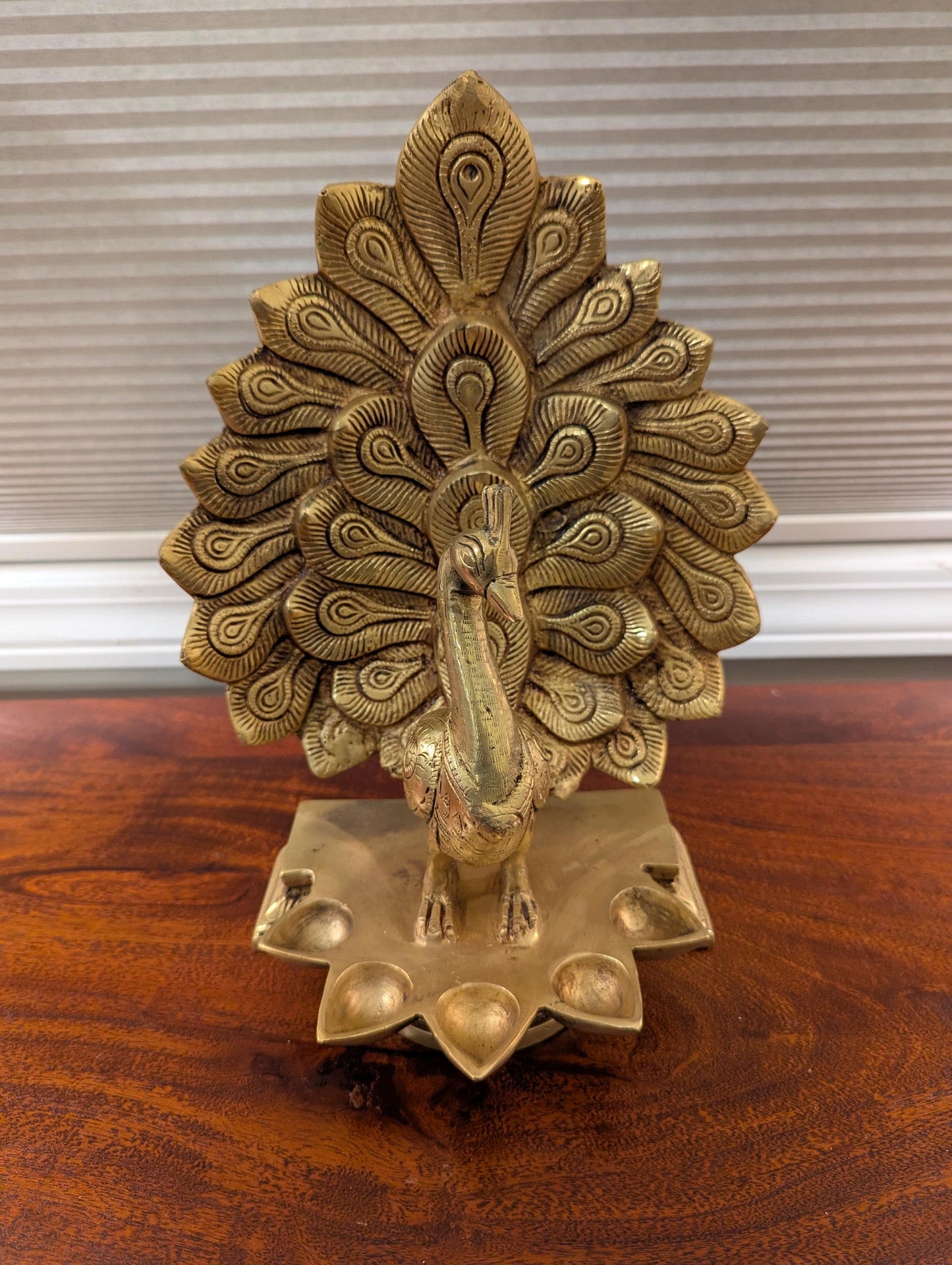 Handcrafted Brass Peacock Diya – Traditional Indian Decor | Ethnic Home Accent | Festival Gift - No Candle Included