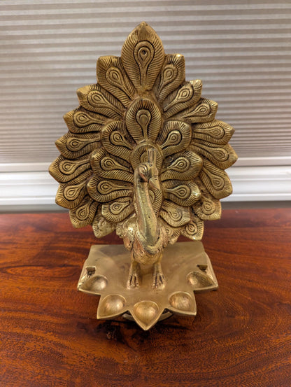 Handcrafted Brass Peacock Diya – Traditional Indian Decor | Ethnic Home Accent | Festival Gift - No Candle Included