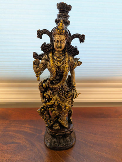 15" Handcrafted Radha Idol – Intricately Designed Brass Sculpture