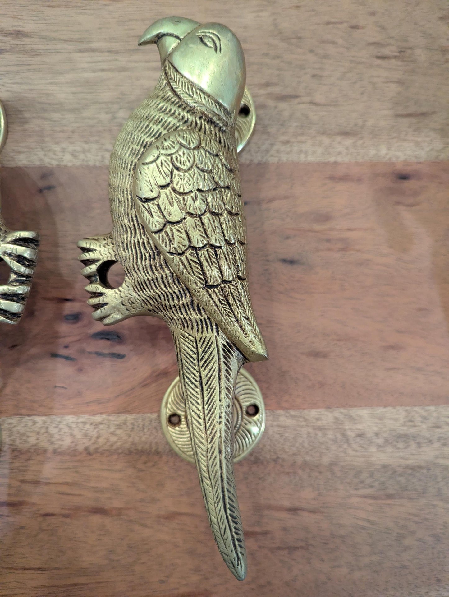 Handcrafted Brass Parrot Door Handles Set– Indian Traditional Home Décor