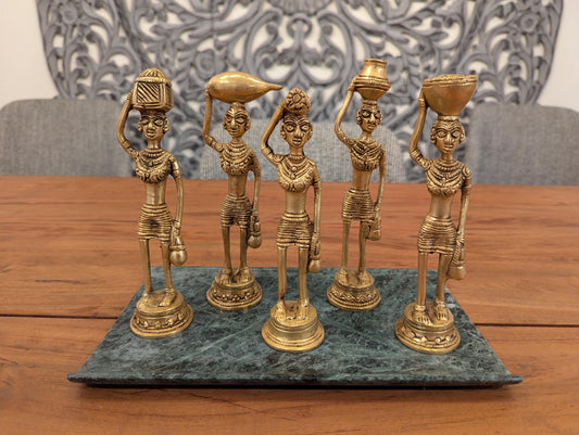 Handcrafted Brass Tribal Figurines – Traditional Dhokra Art | Indian Cultural Decor | Heritage Collectible - No Base Included