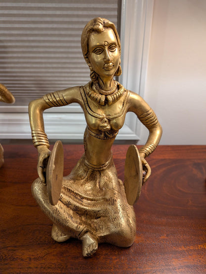 Handcrafted Brass Musician Figurines (Set of 4) – Traditional Indian Folk Art | Cultural Home Decor | Artistic Collectible