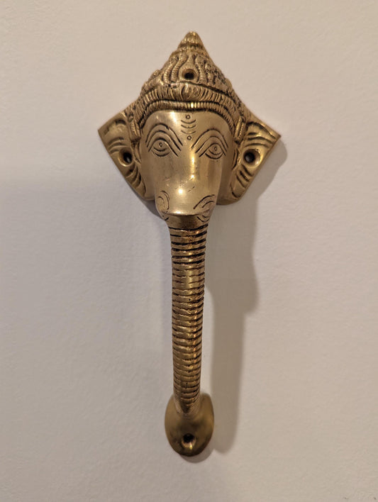 Handcrafted Brass Ganesha Door Handle – Traditional Indian Home Décor
