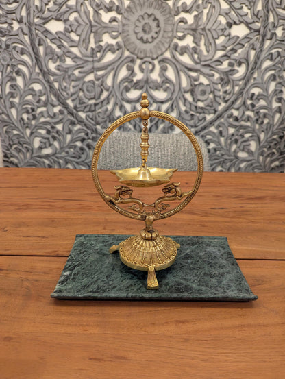 Handcrafted Brass Hanging Diya – Traditional Indian Puja Oil Lamp for Home & Temple Décor - No Base Included