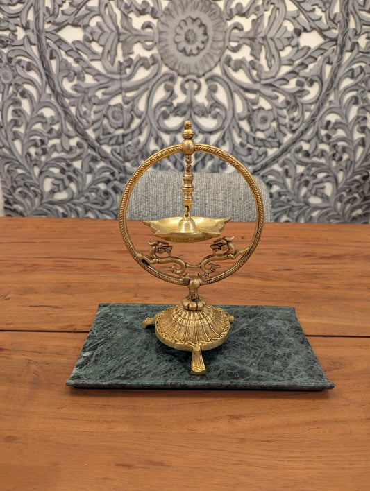 Handcrafted Brass Hanging Diya – Traditional Indian Puja Oil Lamp for Home & Temple Décor - No Base Included