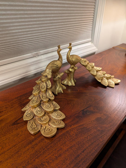 Handcrafted Brass Peacock Pair – Traditional Indian Home Decor | Symbol of Beauty & Prosperity