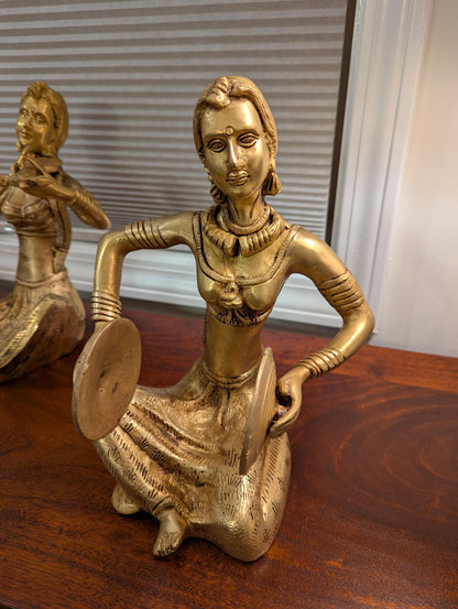 Handcrafted Brass Musician Figurines (Set of 4) – Traditional Indian Folk Art | Cultural Home Decor | Artistic Collectible