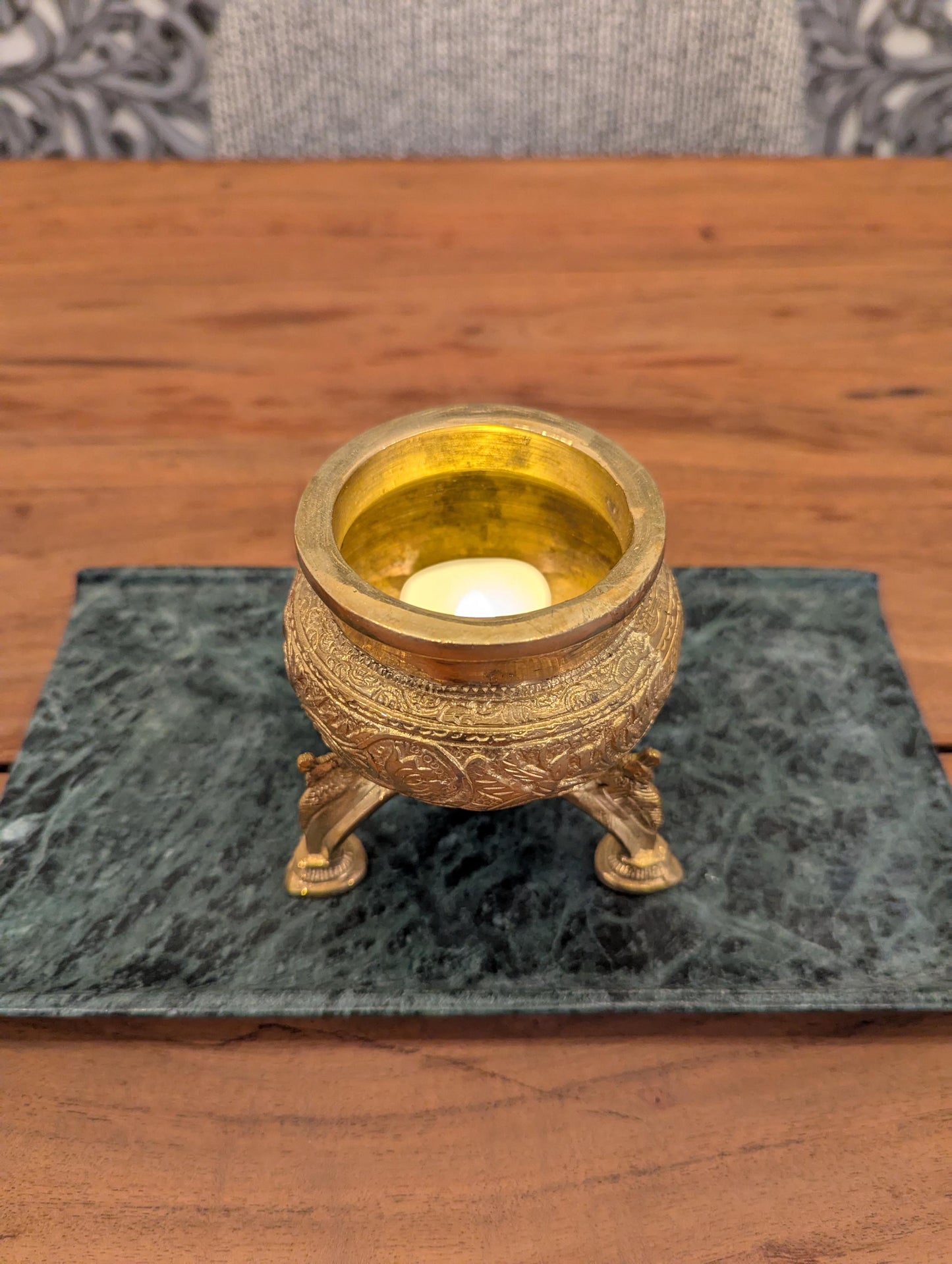 Handcrafted Brass Pooja Kalash – Traditional Indian Urn | Sacred Temple Bowl | Vaastu & Festive Decor - No Base and candle Included