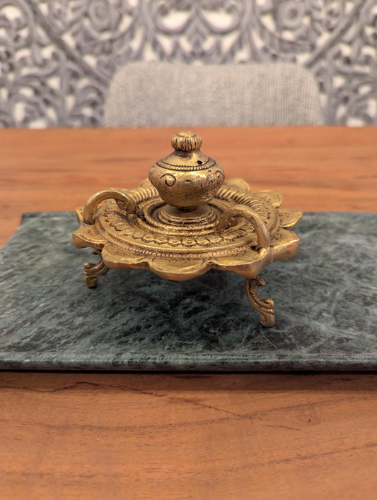 Handcrafted Brass Incense Holder – Indian Traditional Dhoop Stand for Pooja & Meditation
