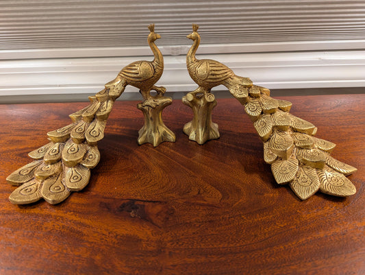 Handcrafted Brass Peacock Pair – Traditional Indian Home Decor | Symbol of Beauty & Prosperity