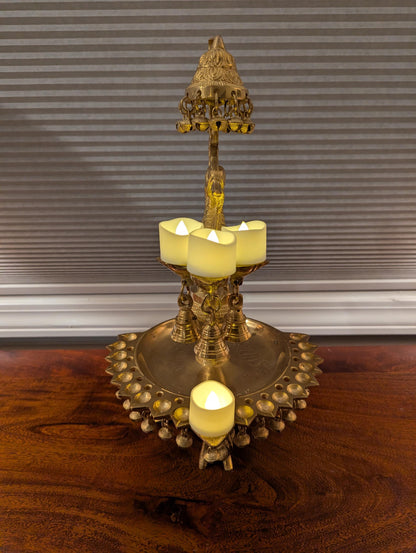 Handcrafted Brass Peacock Diya – Traditional Indian Oil Lamp | Pooja Room Decor | Auspicious Gift