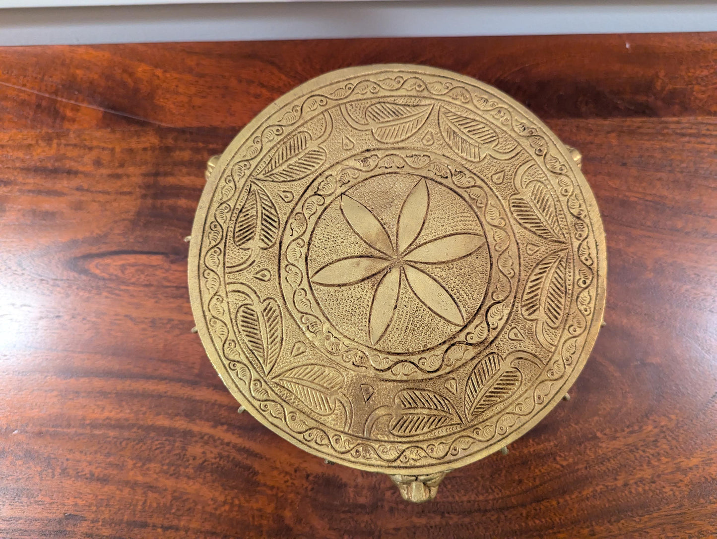 Handcrafted Brass Lion Chowki – Indian Traditional Bajot for Pooja & Home Décor