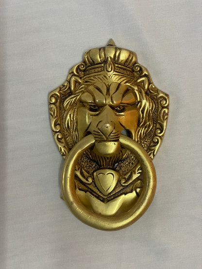 6" Handcrafted Indian Brass Lion Head Door Knocker
